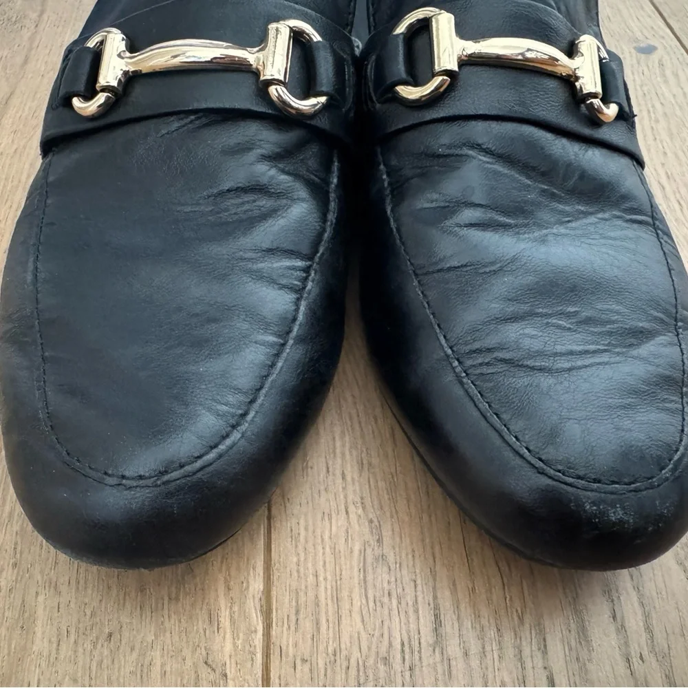 Steve Madden Black Mules with Gold Horsebit
